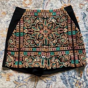 EUC Topshop Embroidered High Waisted Shorts